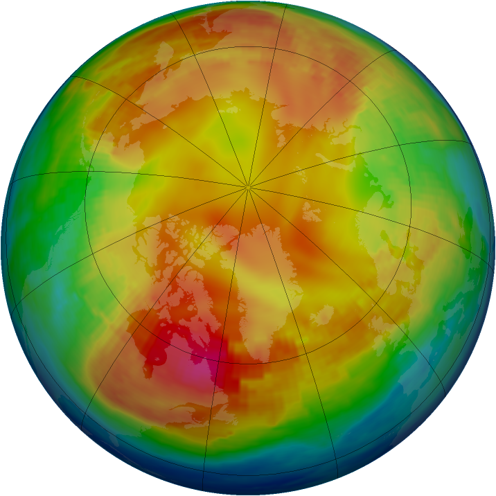 Arctic ozone map for 25 January 1985